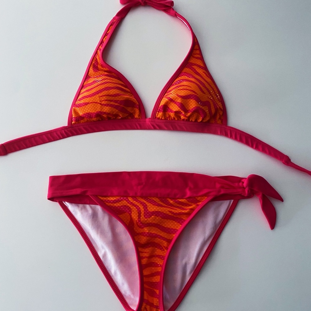 y2k animal print guess bikini set